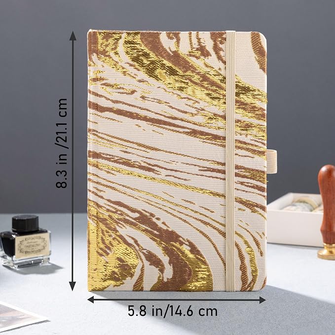 MGGAO Dotted Journal Notebook, A5 Fabric Journal for Women Men