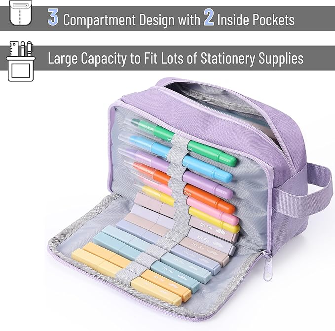 Mr. Pen Large Capacity Pencil Pouches and Bags - Mint Green School
