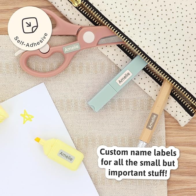Mini Name Labels (175) - Custom Personalized Name Labels for Labeling Tiny Items, Washer and Dryer-Safe Waterproof Labels for Daycare, Preschool, and School - Dinosaur