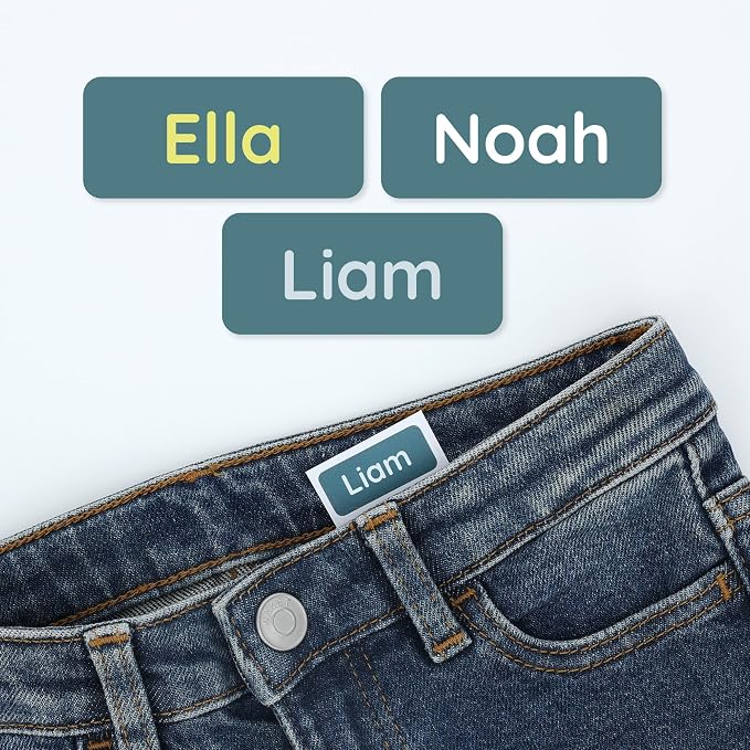 TeddyLabels - Clothing Labels for Nursing Home (180) – Self-Adhesive Name Tags for Clothes and Personal Items. Personalized Labels for Daycare, Nursing Homes, and Laundry Use - Dark Blue