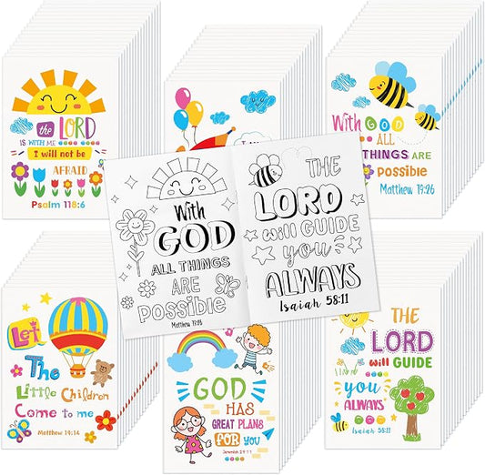 Dvbonike 96Pcs Religious Coloring Books Bible Verses DIY Color-in Pages | Drawing Booklet Bulk, Christian Theme Artwork, Holiday Activity, Sunday School Supplies, Classroom Reward, Party Favor, Gift