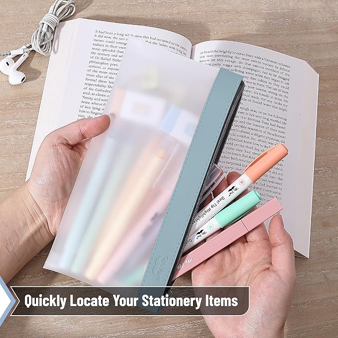 Mr. Pen- Clear Pencil Pouch, 8.50"x4.25", 6 Pack, Durable TPU Material, Medium Water-Resistant Pencil Bags with Smooth Zipper, Multipurpose Clear Pouch for Stationery, School, Office, Travel Supplies