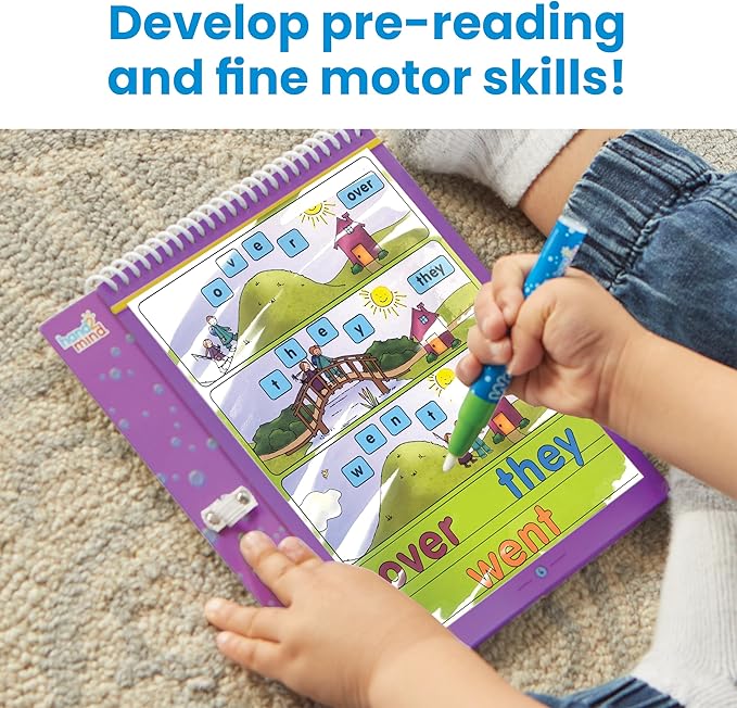 hand2mind Bob Books Water Workbook- Sight Words Kindergarten 3, Water Reveal Coloring Book for Toddlers, Mess Free Painting, Learn to Read, Quiet Time Activities for Kids 3-5, Kids Travel Must Haves