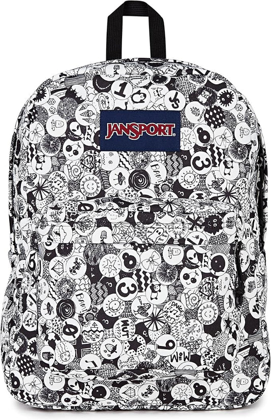 JanSport SuperBreak One Backpack - Durable, Lightweight Bag with 1 Main Compartment, Front Utility Pocket with Built-in Organizer, Premium Backpack, Doodle Dots