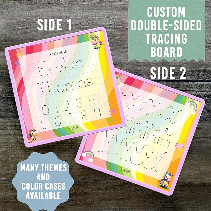 Kid's Name Tracing Board | Dry Erase Letter Tracing | Reusable Writing Practice Board | Personalized | Baby Unicorn Theme