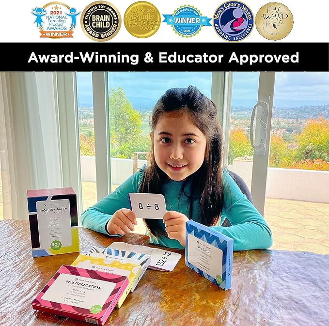 Award-Winning Math Flash Cards – 600 Addition, Subtraction, Multiplication & Division Facts – 2 Facts Per Card – 20 Games & Teaching Methods – Grades 1–6 – Classroom, Homeschool & Teacher-Approved