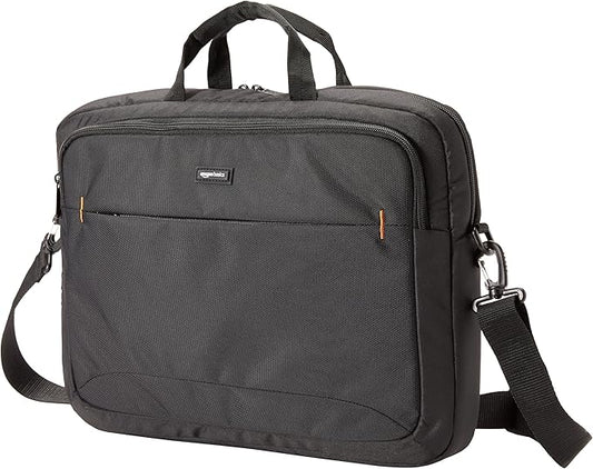 Amazon Basics Laptop Carrying Case with Shoulder Strap, 17.3 in, Black, Travel Business Briefcase, 10-Pack