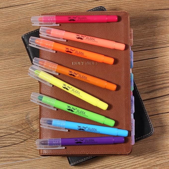 Mr. Pen No Bleed Gel Highlighter, Bible Highlighters, Assorted Colors, Pack of 16