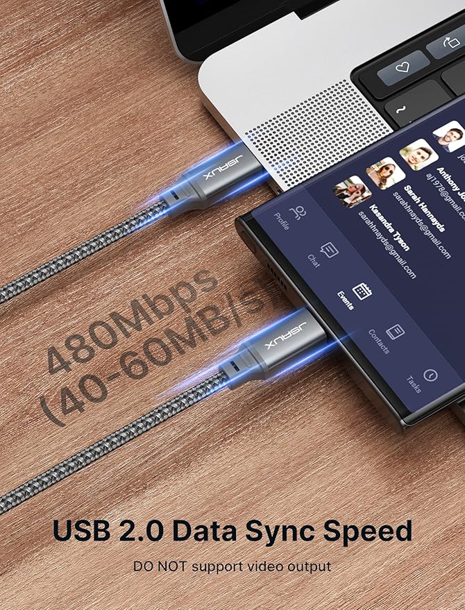 JSAUX 100W USB C to USB C Cable [2-Pack 3.3FT], USBC Type C Fast Charging Cord for iPhone Air/iPhone 17/iPhone 17 Pro/iPhone 17 Pro Max, iPhone 16/15 Series, Galaxy S/Note Series, MacBook, iPad - Grey