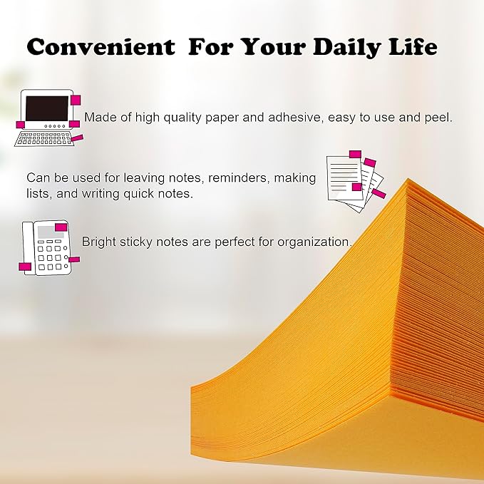 Woswel Sticky Notes Bulk 3 x 3 in, 60 Pads Adhesive Paper Memo, 85 Sheets/Pad, 6 Bright Colors, Self-Stick Notes, Easy to Post for Home, Office, School