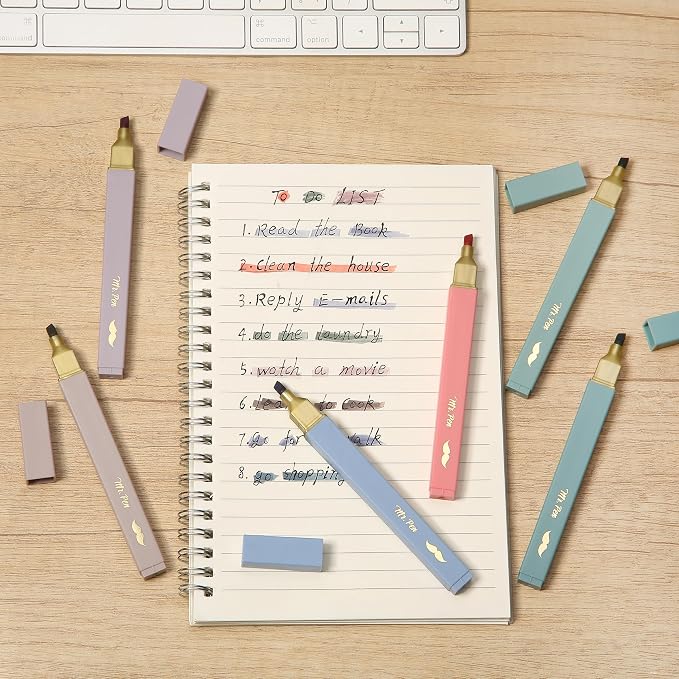Mr. Pen- Aesthetic Highlighters No Bleed, 6 Pack, Assorted Colors | Chisel Tip, Cute Highlighters Assorted Colors for Journaling, Highlighting, Underlining, Fast Dry, Back to School Supplies