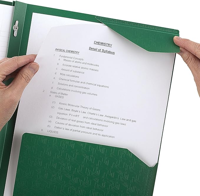 Five Star 2-Pocket Folder, Plastic Folder with Stay-Put Tabs and Prong Fasteners, Holds 8-1/2" x 11" Paper, Forest Green (72111)
