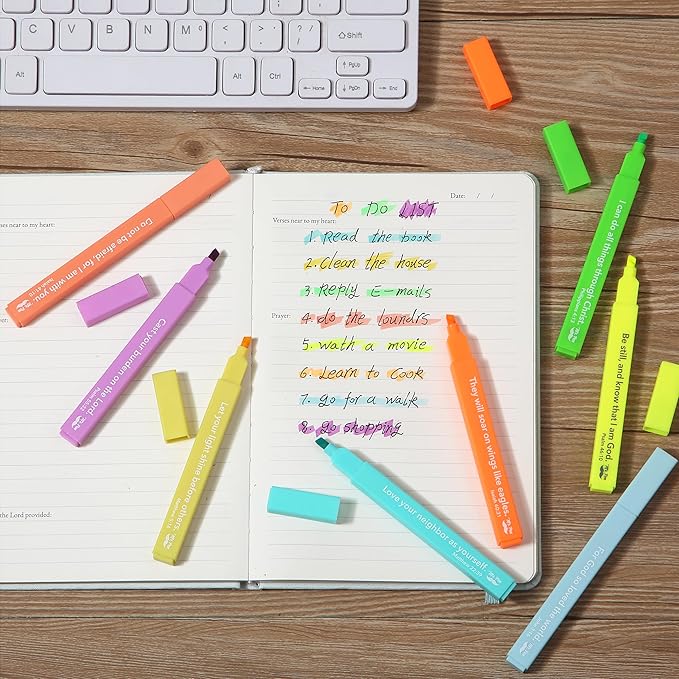 Mr. Pen- Bible Highlighters with Color-Coding System, 8 Pack, Soft Chisel Tip, Aesthetic Highlighters Assorted Colors, Fast Drying Bible Markers No Bleed Through for Journaling and Underlining