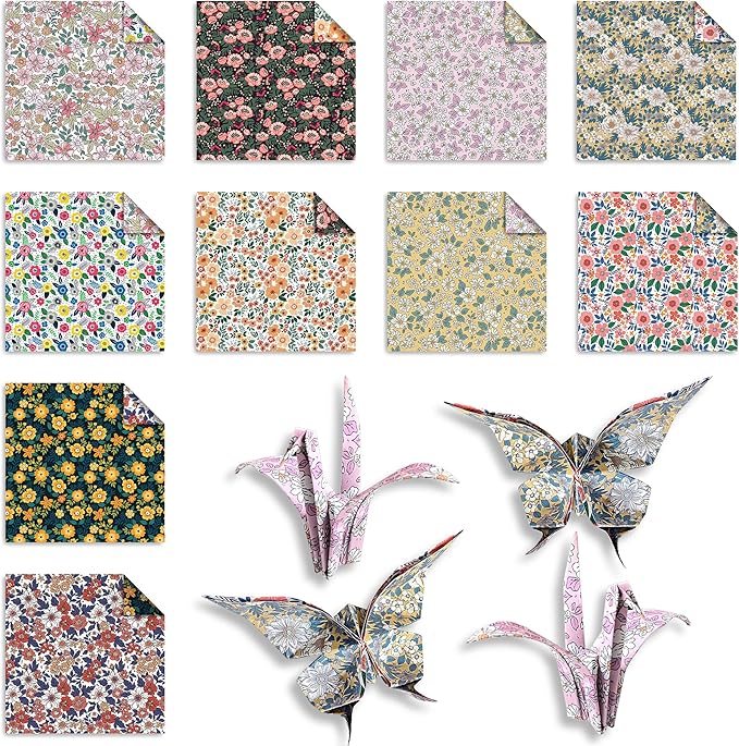 Origami Paper 6x6 Double Sided 50 Sheets 10 Colors origami kit Japanese Chiyo Square Craft Kits Easy Fold Arts Crafts DIY Handwork Floral