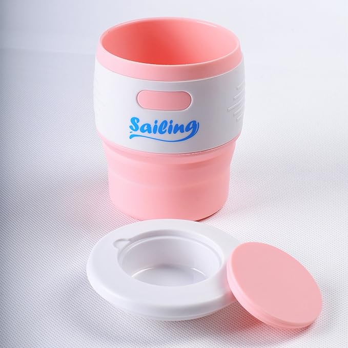 Sailing. Collapsible Portable Reusable Silicone 12 fl oz Drinking/Coffee Cup/Mug. 100% high quality food grade silicone. BPA Free (Pink)