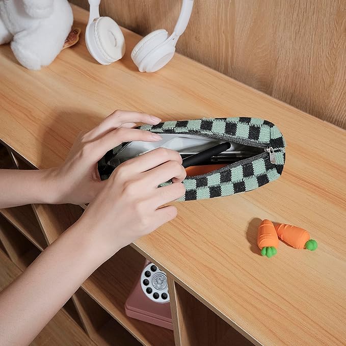 Pencil Case Pen Case Office College School Storage Bag Pouch Holder Box Organizer Makeup Pouch Cosmetic Bag Aesthetic Cute Pencil Case for Girls Boys Kids (Dark green)