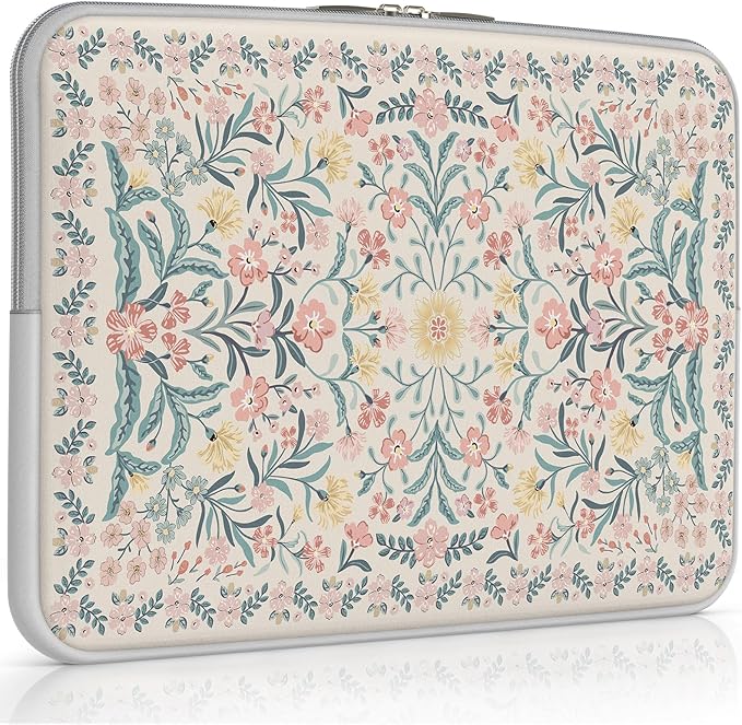 iCasso Laptop Sleeve 13 inch for MacBook Air 13-13.6 inch, Vintage MacBook Neo/Pro 13 inch case, Slim Protective Travel Carrying Case for MacBook Pro 14 inch, Chromebook, HP, Pink Boho Floral