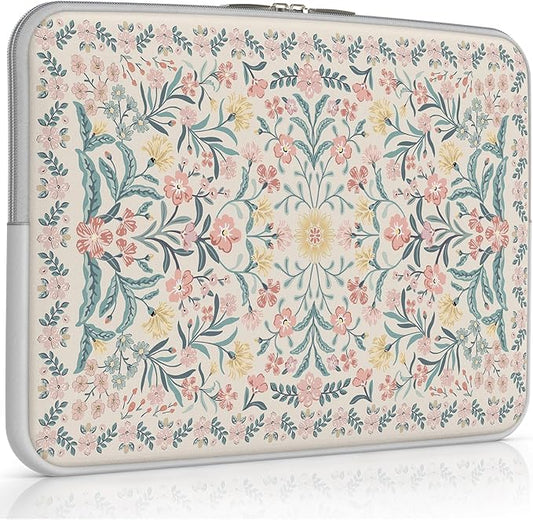 iCasso Laptop Sleeve 13 inch for MacBook Air 13-13.6 inch, Vintage MacBook Neo/Pro 13 inch case, Slim Protective Travel Carrying Case for MacBook Pro 14 inch, Chromebook, HP, Pink Boho Floral