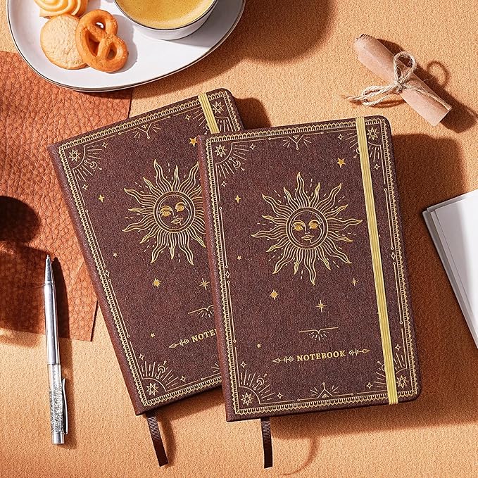 Artfan Ruled Notebook/Journal – Premium Thick Paper Faux Leather Classic Writing Notebook with Pocket + Page Dividers Gifts, Banded, Large, 144 Pages, Hard Cover, Lined (5.8 x 8.4) - Reddish Brown