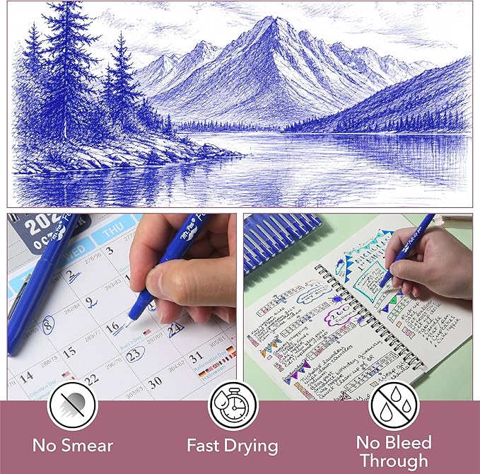Mr. Pen- Felt Tip Pens, 30 Pack, 0.7 mm, Blue Felt Tip Pens Bulk, Fast Dry, No Smear, Planner Markers for Underlining, Writing, Drawing, Journaling Supplies
