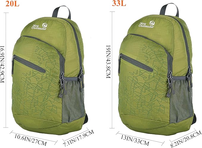 Outlander Packable Handy Lightweight Travel Hiking Backpack Daypack, Green