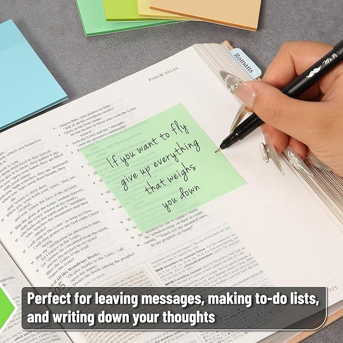 Mr. Pen- Transparent Sticky Notes, 3" x 3", 12 Pads, 600 Sheets, See Through Self-Adhesive Notes for Bible Journaling and Studying, Water-Resistant, Easy to Peel, Clean Removal