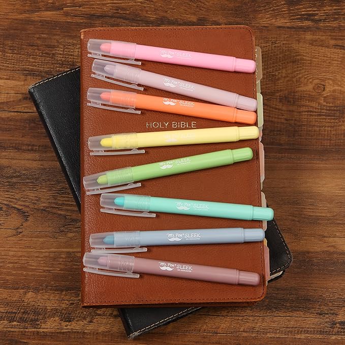 Mr. Pen- No Bleed Gel Highlighters, Candy Colors, 8 Pack, Bible Highlighters and Pens No Bleed, Bible Markers for Study, Journaling, School Supplies and Accessories