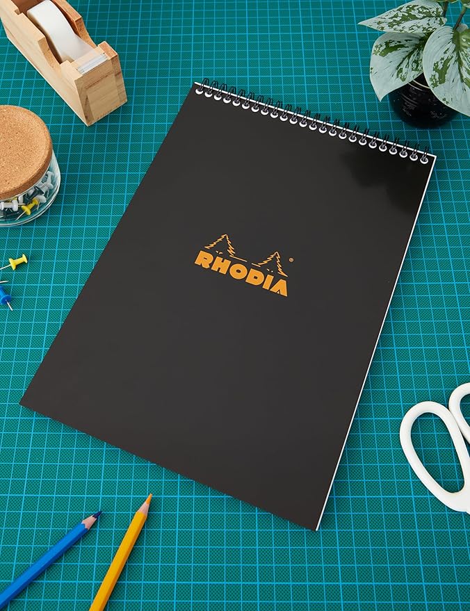 Rhodia Wirebound Notepad, A4, Lined - Black