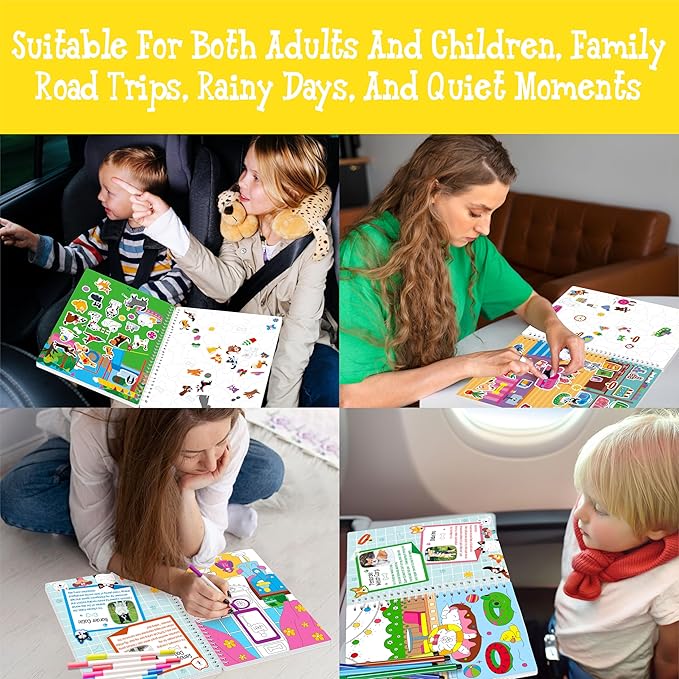 Dog Sticker Activity Book, 547 Reusable Stickers, 10 Dry-Erase Scenes & 10 Coloring Pages, Dog-Themed Activity Book, Edudogional Hands-on Travel Game - Great for Kids, Adults, Boys & Girls