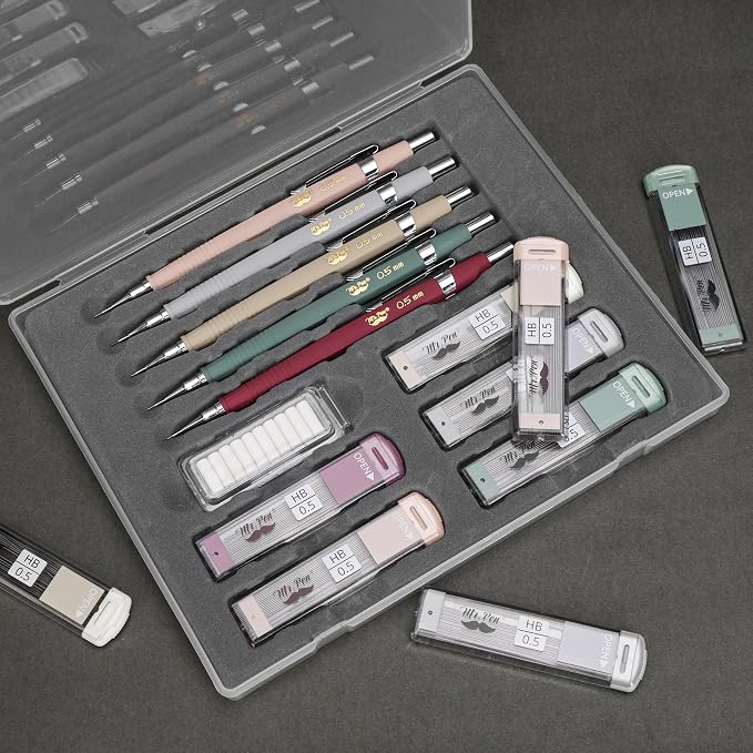 Mr. Pen- Mechanical Pencil Set with Lead and Eraser Refills, 5 Pack | 0.5mm, Sketching Pencils, Drafting Pencil, Drawing Mechanical Pencils