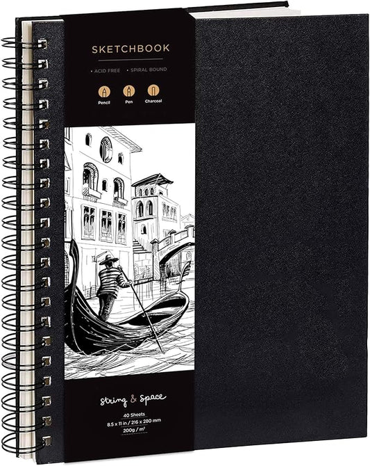 Artist’s Sketchbook Hardcover – 200GSM Very Thick Paper – Large, Spiral Sketch Book for Drawing and Mixed Media – Sketch Pad, Art Book - 11.4 x16.5, 40 Sheets / 80 Pages