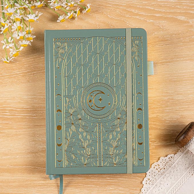 TIEFOSSI Dotted Journal Notebook, 160gsm 190 Numbered Thick Paper, A5 Hardcover Dotted Grid Diary for Women Men Work Writing, Journaling, Drawing, 5.8 x 8.3 in