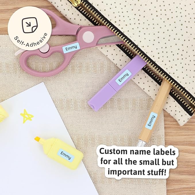 Mini Name Labels (175) - Custom Personalized Name Labels for Labeling Tiny Items, Washer and Dryer-Safe Waterproof Labels for Daycare, Preschool, and School - Light Blue