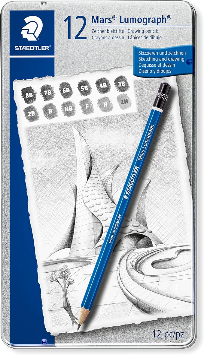 Staedtler Lumograph Graphite Drawing & Sketching Pencils, Soft Set of 12 Degrees (100G12S)