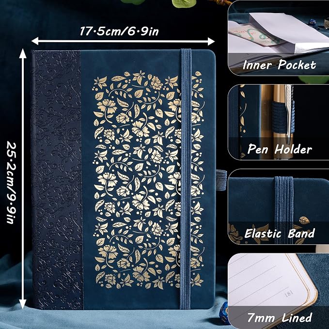 TIEFOSSI B5 Lined Journal for Women Men, 100 GSM Thick Paper, 230 Numbered Pages, College Ruled Notebook, Hardcover Notebooks for Journaling Writing