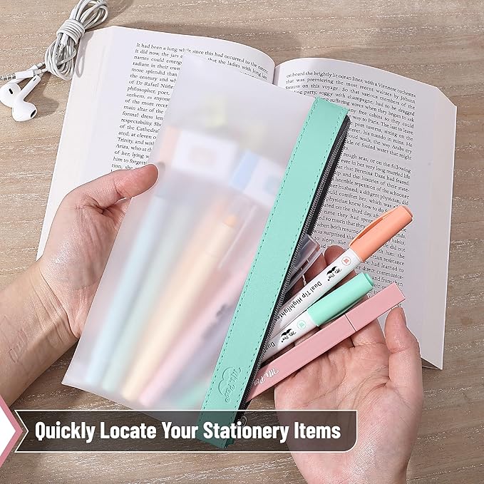 Mr. Pen- Clear Pencil Pouch, 8.50"x4.25", 6 Pack, Durable TPU Material, Medium Water-Resistant Pencil Bags with Smooth Zipper, Multipurpose Clear Pouch for Stationery, School, Office, Travel Supplies