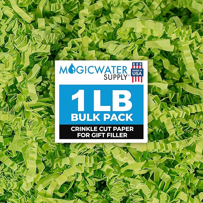 MagicWater Supply Crinkle Cut Paper Shred Filler-1LB Lime Green-Decorative & Protective Packaging for Bridesmaid Gifts & Bridesmaid Proposal Gifts Holiday Stuffers Birthdays Wedding & Anniversaries