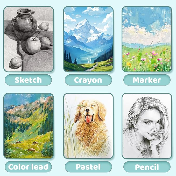 FLYING EAGLE Blue Sketchbook for Kids, 8"X 8" Square Sketch Book & Drawing Pad, 60 Sheets/120 Pages, 120lb/200GSM Heavy Paper, Bleed-Resistant Hardcover Drawing Book for Girls Teens, Gift Boxed