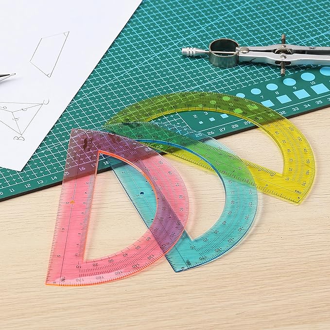 Mr. Pen- Protractor Set, 4", 3 Pack, Clear Plastic Protractors for Measuring Angles, 180° Small Protractor for Students, School, Math, Geometry, Drafting & Technical Drawing