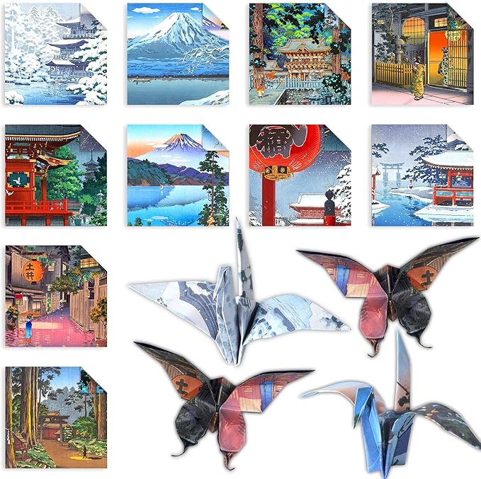 Origami Paper 6x6 Double Sided 50 Sheets 10 Colors origami kit Japanese Chiyo Square Craft Kits Easy Fold Arts Crafts DIY Handwork Building