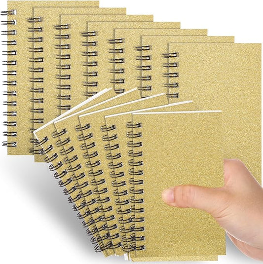 Jutom 18 Pcs Small Spiral Notebooks Memo Pads 3x5 Bulk Small Pocket Notebooks Mini Notepads with Lined Pages Mini Journals for Office School Work Supplies, 120 Pages (Gold)