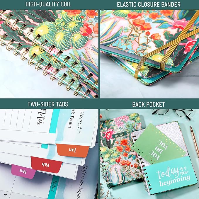 2026 Planner - Weekly & Monthly Planner 2026 from Jan. 2026 - Dec. 2026 with To-Do List, 6.3'' x 8.4'', Strong Twin-Wire Binding, Inner Pocket, Elastic Closure