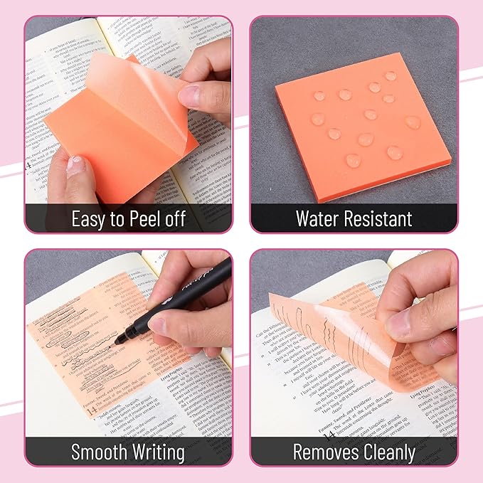 Mr. Pen- Transparent Glitter Sticky Notes, 3”x3”, 12 Pads, 600 Sheets, Glitter Transparent Note Pads, Self-Stick Bible Journaling Sticky Note for Women, Stocky Notes for Bible Journaling