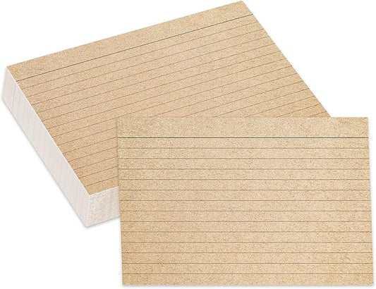 Home Advantage Double Sided Ruled Kraft Tan Index Cards, File Note Cards (4-x-6)