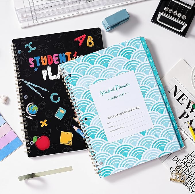 Student Planner 2026-2027 - School Planner 2026-2027, July 2026- June 2027, 8.5" x 11", Monthly and Weekly School Calendar with Colorful Tabs, Stickers and 3-Hole Punched, Academic Planners