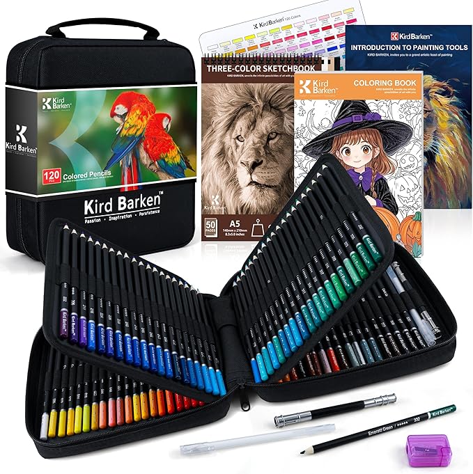 147PCS Colored Pencils for Adult Coloring Books – 120 color pencils set, 3-Color Sketchbook, Coloring Book, Tools, Soft Core Oil Based,Blending Shading,Art Supplies for Beginners & Adults
