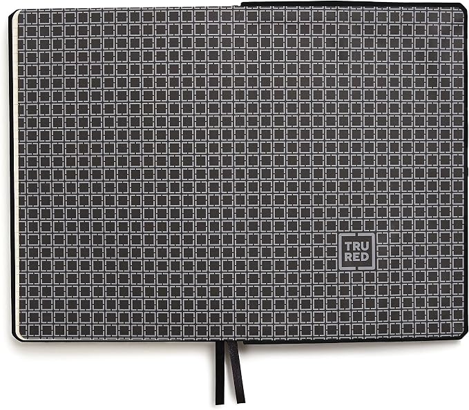TRU RED Medium Flexible Cover Graph Journal, Black, Grid Ruled