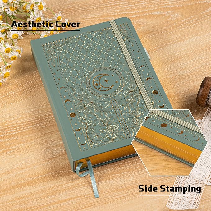 TIEFOSSI Dotted Journal Notebook, 160gsm 190 Numbered Thick Paper, A5 Hardcover Dotted Grid Diary for Women Men Work Writing, Journaling, Drawing, 5.8 x 8.3 in