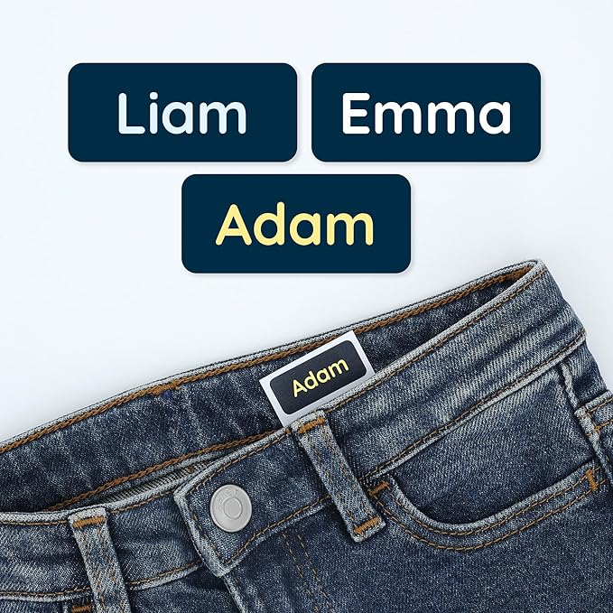 TeddyLabels - Clothing Labels for Nursing Home (120) – Self-Adhesive Name Tags for Clothes and Personal Items. Personalized Labels for Daycare, Nursing Homes, and Laundry Use - Dark Navy Blue