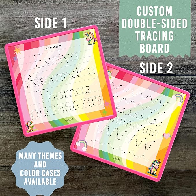 Kid's Name Tracing Board | Dry Erase Letter Tracing | Reusable Writing Practice Board | Personalized | Baby Unicorn Theme